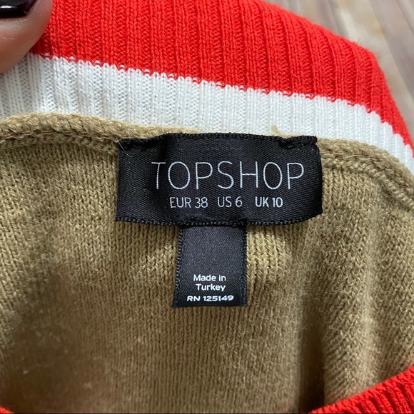 TOPSHOP Crop V neck wide Sleeve Sweater Tan Size 6 - Picture 6 of 10